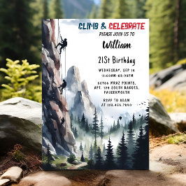 Lass Boy Tree Fun Cliff Rock Klettern 21. Geburtst Einladung