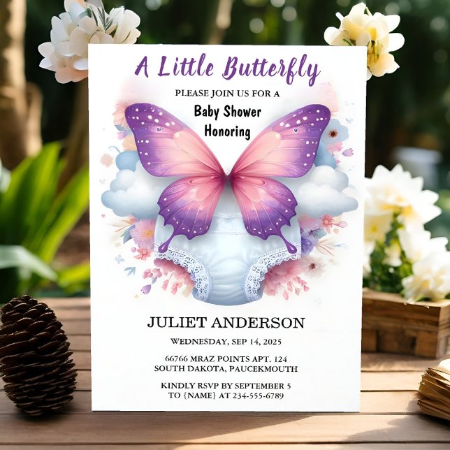 Lass Bug Boho Soft Glow Live Butterfly Babydusche Einladung (Von Creator hochgeladen)