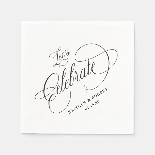 Lass Celebrate Calligraphy Cocktail Napkins Serviette (Vorderseite)