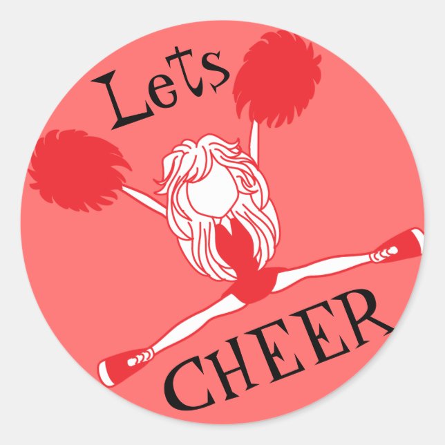 Lass Cheer Red Cheerleader Runder Aufkleber (Vorderseite)