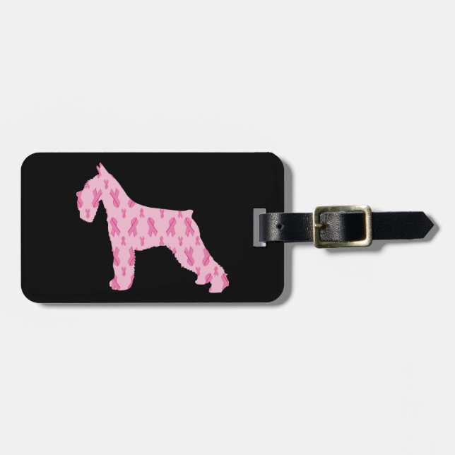 Lass Cure Cancer Ribbon Schnauzer Gepäckanhänger (Vorderseite horizontal)