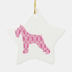 Lass Cure Cancer Ribbon Schnauzer Keramikornament