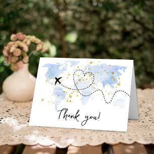 "Lass das Abenteuer an!" Reisekarte Kinderdusche Dankeskarte