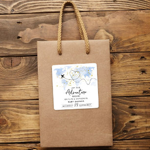 "Lass das Abenteuer an!" Reisekarte Kinderdusche Quadratischer Aufkleber