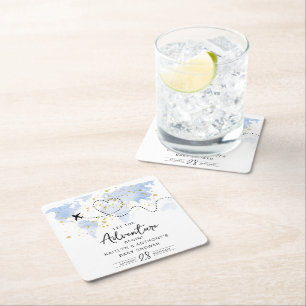 "Lass das Abenteuer an!" Reisekarte Kinderdusche Rechteckiger Pappuntersetzer