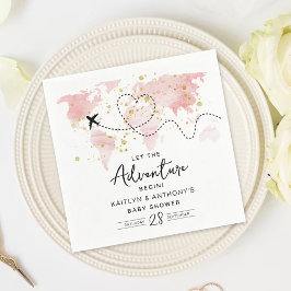 "Lass das Abenteuer an!" Reisekarte Kinderdusche Serviette