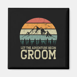 Lass das Abenteuer Begin Groom Just Married Paares Magnet