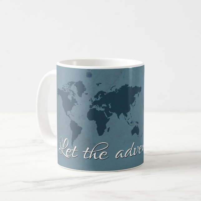 Lass das Abenteuer beginnen Kaffeetasse (Vorderseite Links)
