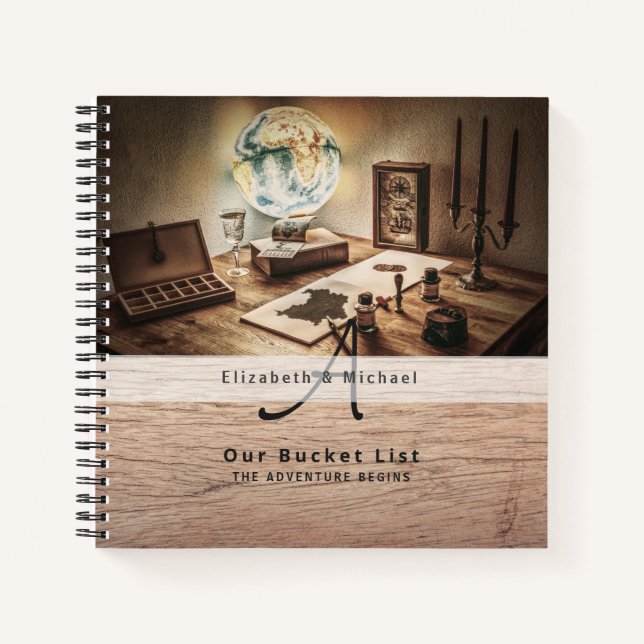 Lass das Abenteuer beginnen! Newlyweds BUCKETLIST Notizbuch (Vorderseite)