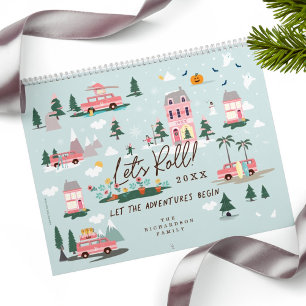 Lass das Abenteuer beginnt Chic Pink Retro Van Fam Kalender