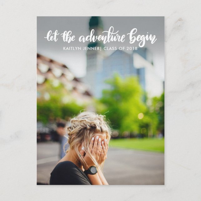 Lass das Abenteuer beginnt handschriftlich | Absol Ankündigungspostkarte (Vorderseite)