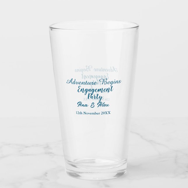 lass das Abenteuer beginnt Verlobungsfeier Name da Glas (Vorderseite)
