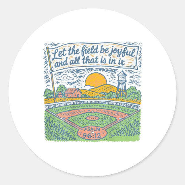 Lass das Feld sei fröhlich Funny Baseball Game Day Runder Aufkleber (Vorderseite)