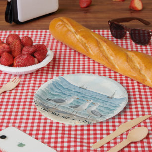 Lass das Meer Set Sie kostenlos - Strand und Meerw Pappteller