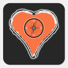 Lass dein Herz als Kompass-Quadrat-Aufkleber