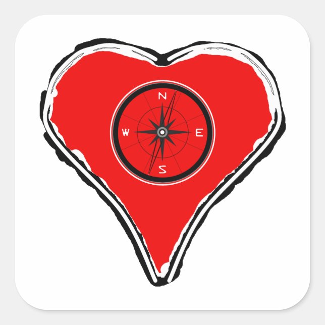 Lass dein Herz als Kompass Quadratischer Aufkleber (Vorderseite)