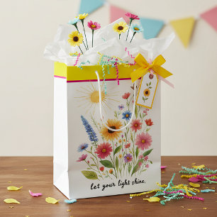 Lass dein Licht Blumen und Sonne scheinen Mittlere Geschenktüte