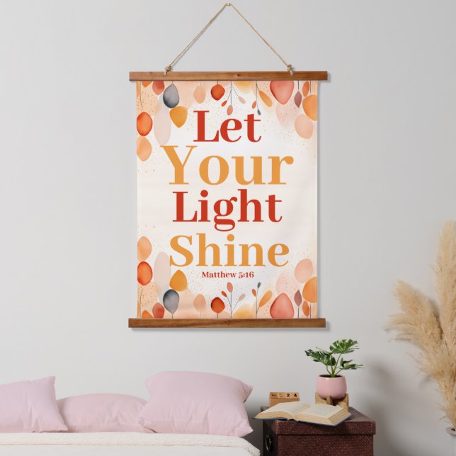 Lass dein Licht Boho Christlich Wall Wandteppich Mit Holzrahmen (Schlafzimmer)