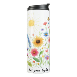 Lass dein Licht erstrahlen Blumen und Sonne person Thermosbecher