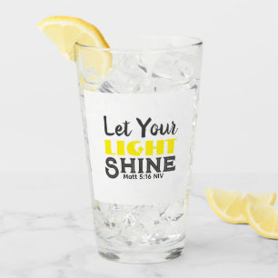 Lass dein Licht scheinen Bibelvers Gelb Cute Weiß Glas