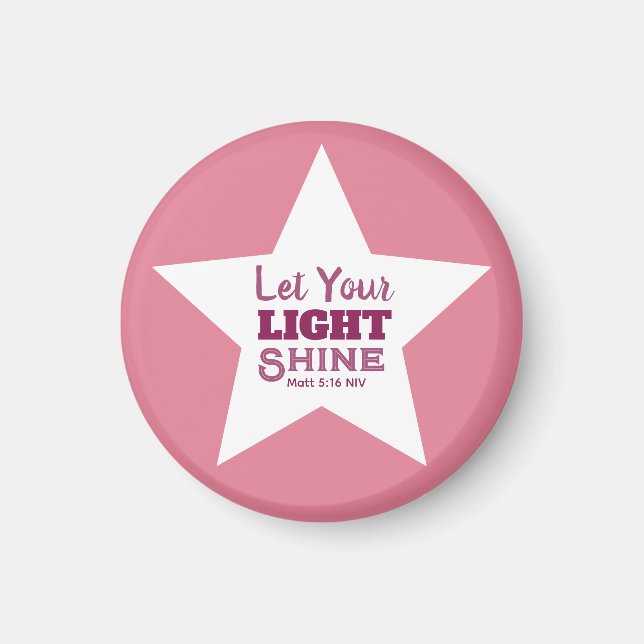 Lass dein Licht scheinen Bibelvers Weißer Stern Ro Magnet (Vorne)