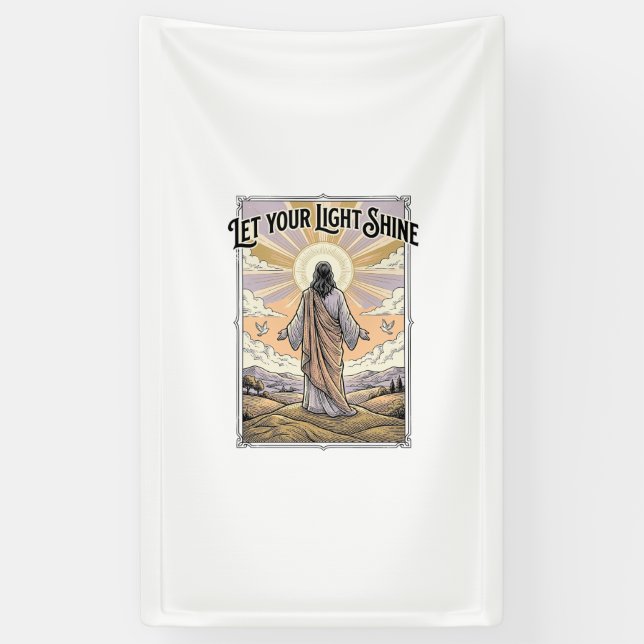 Lass dein Licht scheinen Vintage-Glaube Banner (Vertikal)