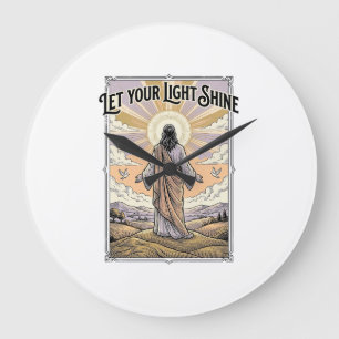 Lass dein Licht scheinen Vintage-Glaube Große Wanduhr
