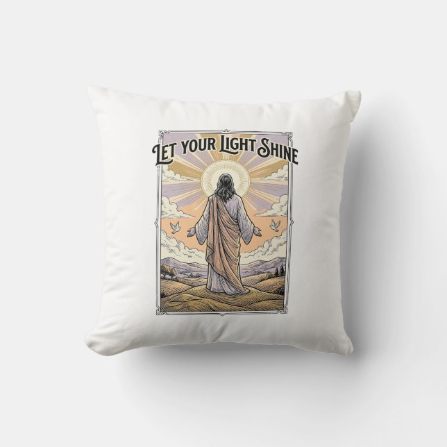 Lass dein Licht scheinen Vintage-Glaube Kissen (Vorderseite)