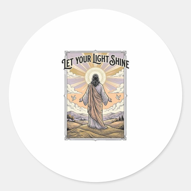 Lass dein Licht scheinen Vintage-Glaube Runder Aufkleber (Vorderseite)
