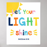 Lass dein Light Shine Kids Christlich Bible Verse 