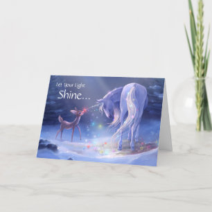 Lass dein Light Shine Magical Christmas Unicorn  Feiertagskarte