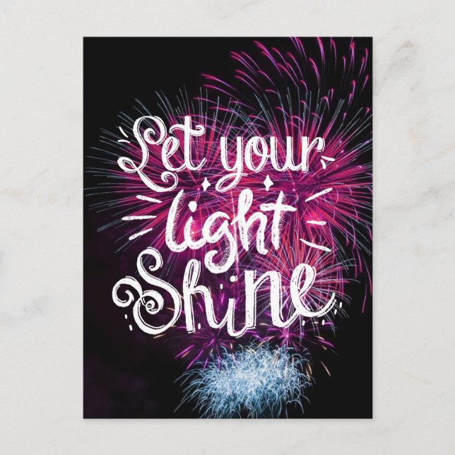 Lass dein Light Shine Zitat - Rosa Feuerwerk Postkarte (Vorderseite)