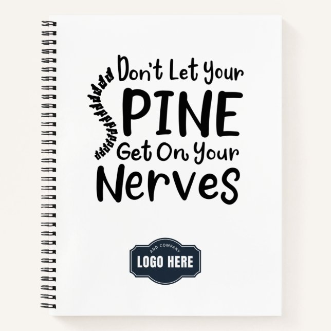 Lass dein Spine-Get-on-Nerves-Business-Logo nicht Notizbuch (Vorderseite)