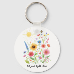 Lass deine Leuchte Blumen und Sonne Monogramm erst Schlüsselanhänger