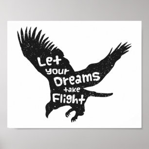Lass deine Träume Flight Eagle Black Grunge Poster