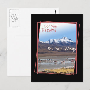 Lass deine Träume sein deine Flügel rosa Flamingos Postkarte