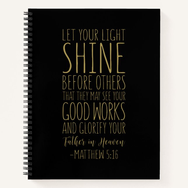 Lass deinen Lichtschimmer vor anderen, Matthew 5:1 Notizbuch (Vorderseite)