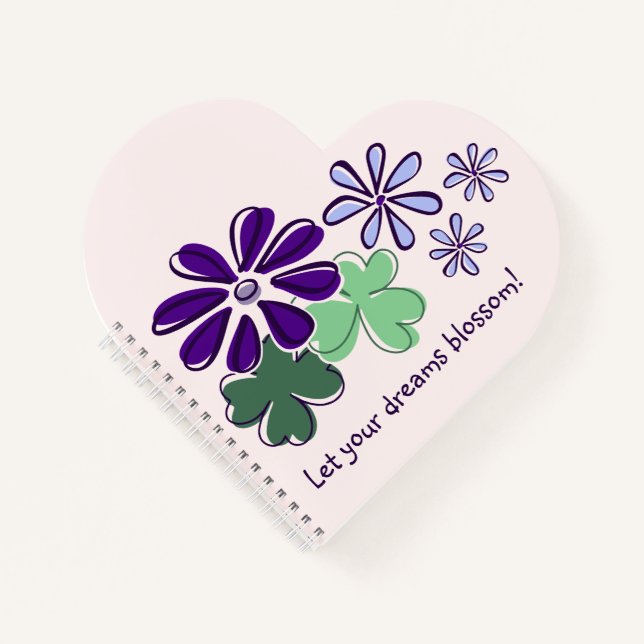 Lass deinen Träumen Blossom, Botanischer Doodle, Q Notizbuch (Vorderseite)