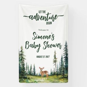 Lass den Adventure Begin! Woodland Fawn Babydusche Banner