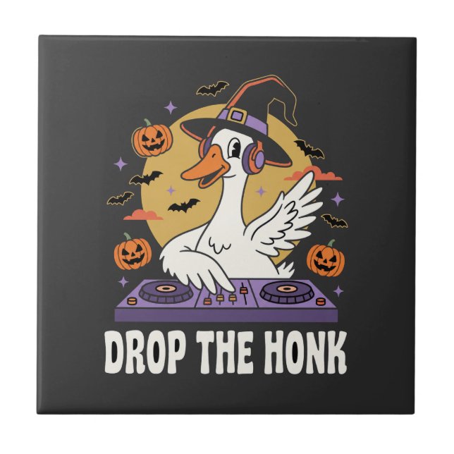 Lass den Hupen Halloween DJ Goose Fliese (Vorderseite)