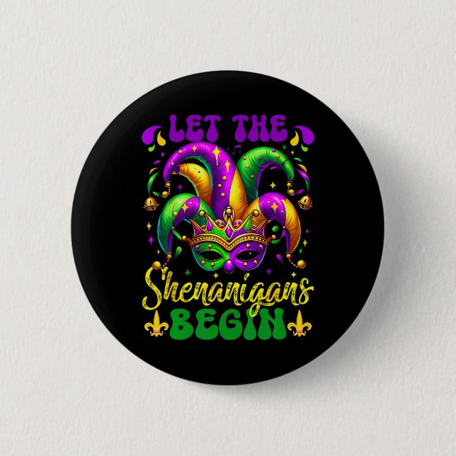 Lass den Shenanigans Begin Mardi Gras 2025 Kinder  Button (Vorderseite)