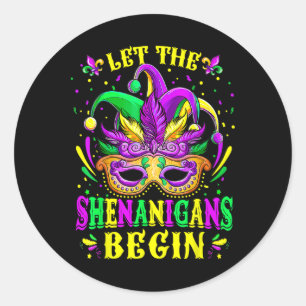 Lass den Shenanigans Begin Mardi Gras Shirts1 Runder Aufkleber