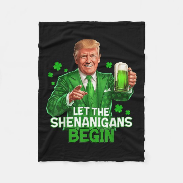 Lass den Shenanigans fing Funny Trump St. Fleecedecke (Vorderseite)