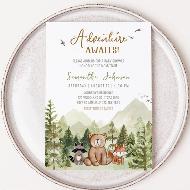 Lass der Adventure Begin Baby-Dusche Einladung (Adventure Woodland Baby Shower Invitation)