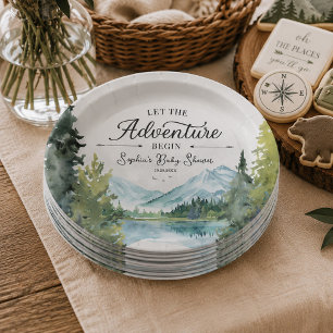Lass der Adventure Begin Baby Shower Paper Teller