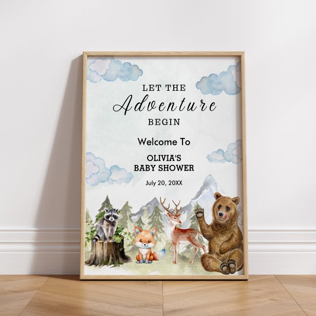 Lass der Adventure Begin Boy Baby Dusche Willkomme Poster (Let the Adventure Begin Boy Baby Shower Welcome Sign )