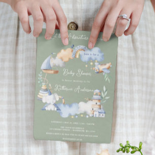 Lass der Adventure Begin Boy Baby Toy Baby Shower Einladung