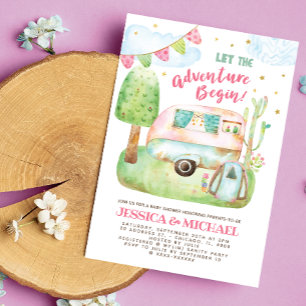 Lass der Adventure Begin Camping Babydusche Einladung