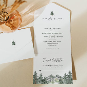 Lass der Adventure Begin Forest Boy Baby Shower All In One Einladung