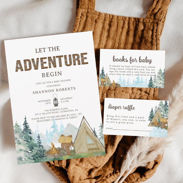 Lass der Adventure Begin Rustic Wood Baby Dusche Einladung (Von Creator hochgeladen)